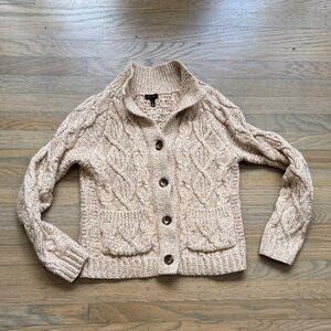 Talbots MARL CABLE KNIT MOCKNECK CARDIGAN size XS